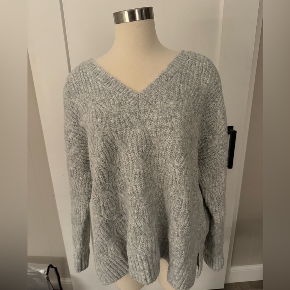 Gray Lucky Brand V-Neck Sweater